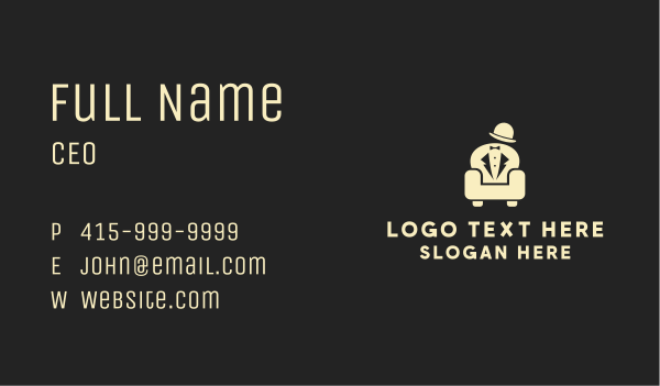 Golden Gentleman Couch  Business Card Design Image Preview
