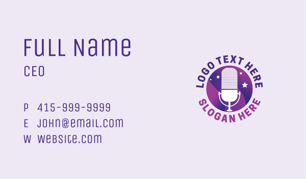 Gradient Mic Podcast Business Card Design Image Preview