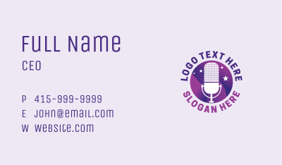 Gradient Mic Podcast Business Card Image Preview