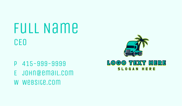 Palm Tree Trucker Business Card Design Image Preview