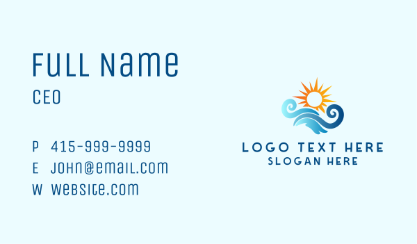 Sunrise Sea Waves Business Card Design Image Preview