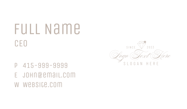 Jewelry Calligraphy Wordmark Business Card Design Image Preview