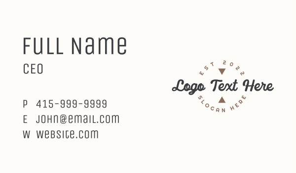 Generic Hipster Wordmark Business Card Design