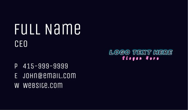 Neon Company Wordmark Business Card Design Image Preview