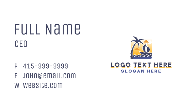 Tropical Sea Boat Business Card Design Image Preview