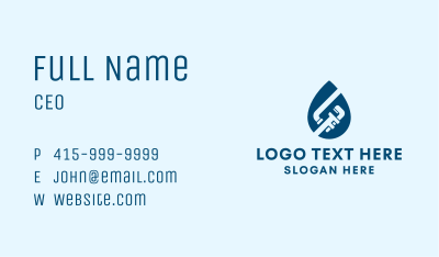 Water Droplet Pipe Wrench Business Card Image Preview