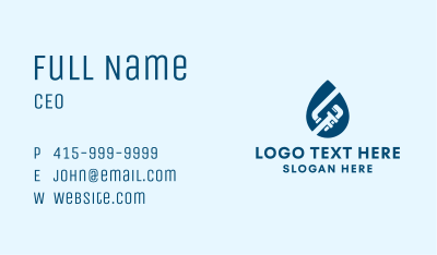 Water Droplet Pipe Wrench Business Card