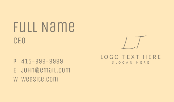 Elegant Handwritten Letter Business Card Design Image Preview