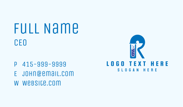 Blue Test Tube Letter R Business Card Design Image Preview