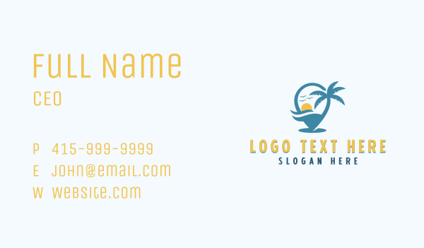 Tropical Vacation Destination Business Card Design Image Preview