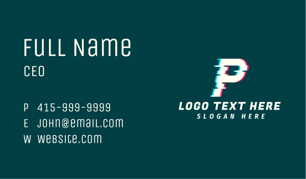 Anaglyph Tech Letter P Business Card Design Image Preview