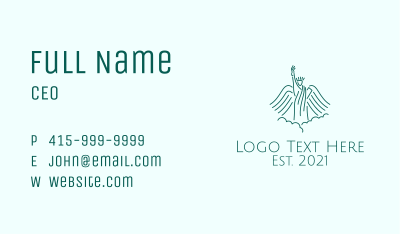 Green Liberty Angel  Business Card Image Preview