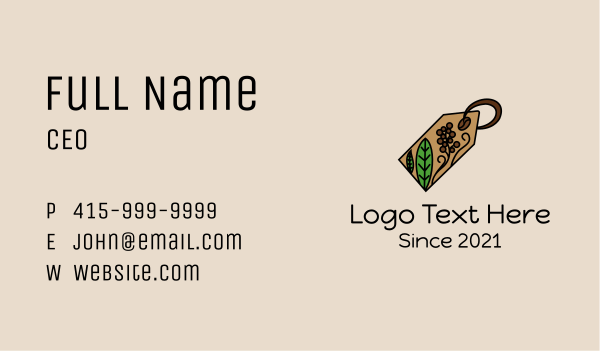 Coffee Plant Tag Business Card Design Image Preview