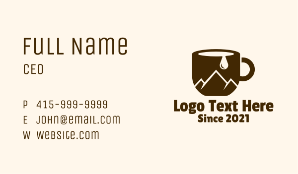 Cup Mountain Peak Business Card Design Image Preview
