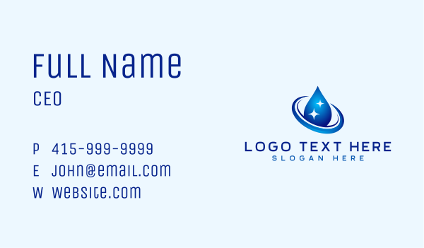 Sparkling Water Droplet Business Card Design Image Preview