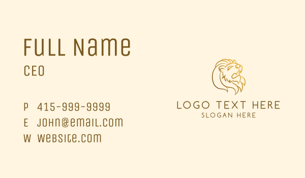 Gold Lion Roar Business Card Design Image Preview
