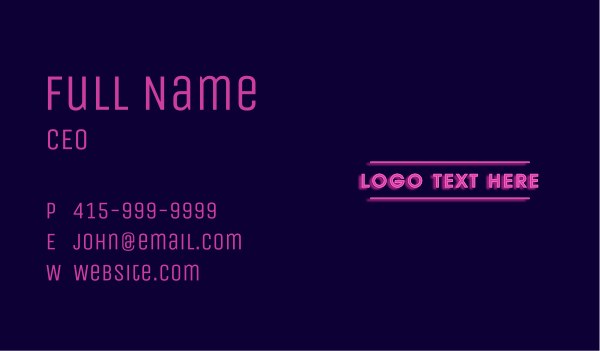Neon Strip Light Wordmark Business Card Design Image Preview