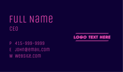 Neon Strip Light Wordmark Business Card Image Preview