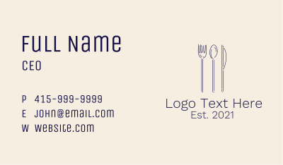 Restaurant Utensils Cutlery Business Card Image Preview