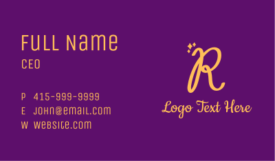 Gold Sparkle Letter R Business Card Image Preview
