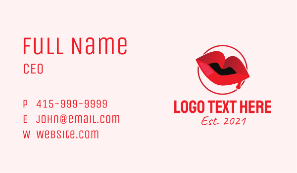 Red Drip Lips Business Card Design Image Preview