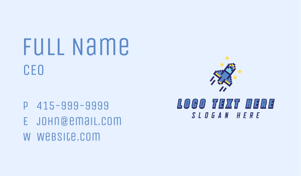 Pixel Spaceship Rocket Business Card Design Image Preview