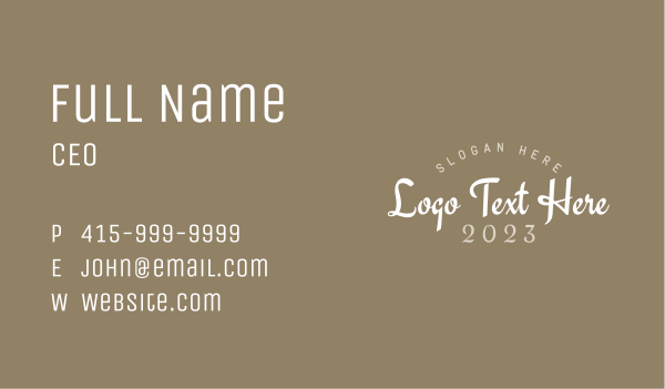 Elegant Cursive Wordmark Business Card Design Image Preview