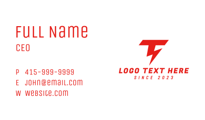 Lightning Strike Letter T Business Card Image Preview
