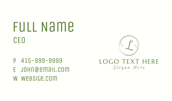 Ornamental Leaf Letter Business Card Design Image Preview
