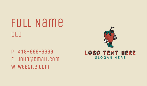 Strawberry Juice Mascot  Business Card Design Image Preview
