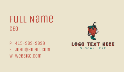 Strawberry Juice Mascot  Business Card Image Preview