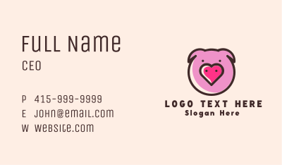 Valentine Pig Heart Business Card