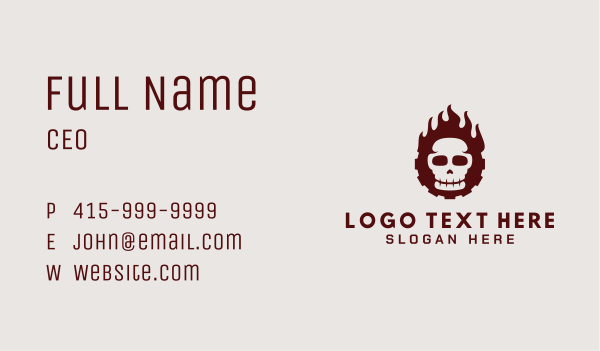 Skull Flaming Cog Business Card Design Image Preview