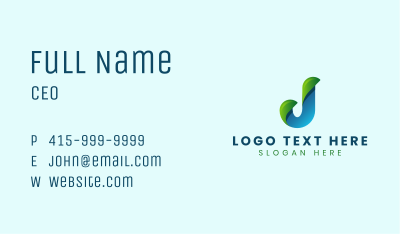 Startup Business Letter J Business Card Image Preview