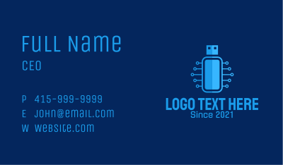 Blue USB Network  Business Card Image Preview