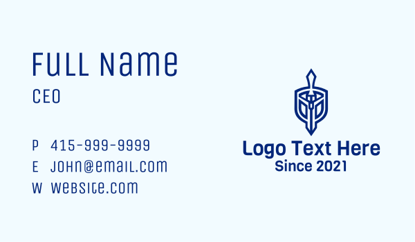 Blue Barbarian Sword Business Card Design Image Preview