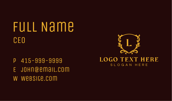 Luxury Floral Crest Business Card Design Image Preview