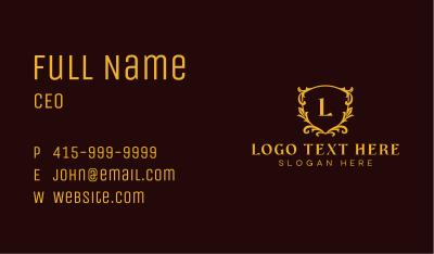 Luxury Floral Crest Business Card Image Preview