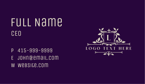 Classic Leaf Ornament Business Card Design Image Preview