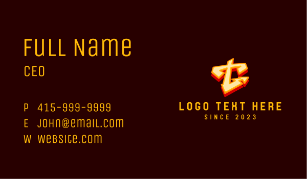 Streetwear Graffiti Letter T Business Card Design Image Preview