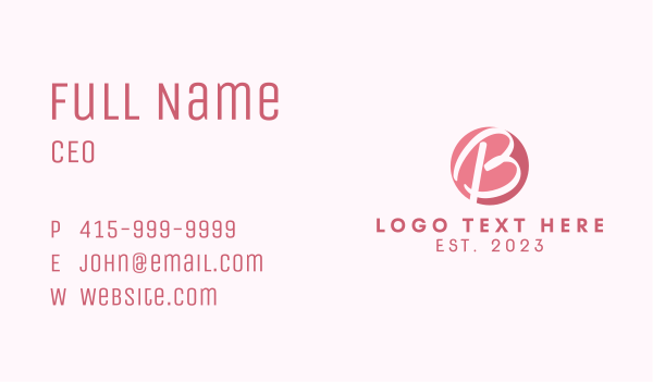 Handwritten Letter B Business Card Design Image Preview