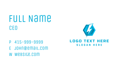 Blue Hexagon Thunderbolt Business Card Image Preview