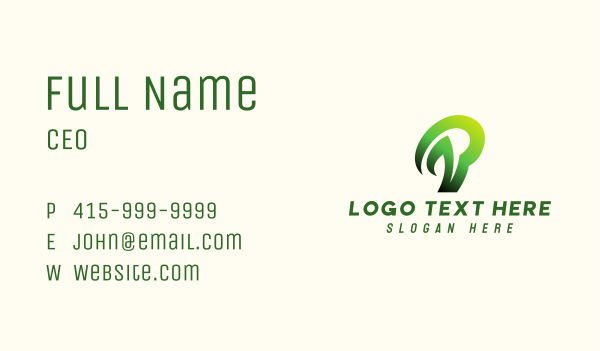 Gradient Green Letter P  Business Card Design Image Preview