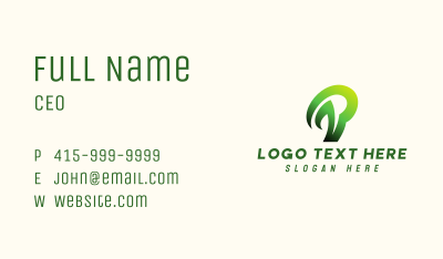 Gradient Green Letter P  Business Card Image Preview