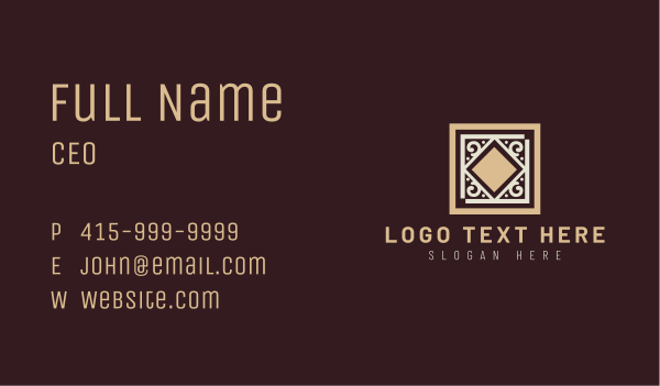 Ornate Tile Flooring Business Card Design