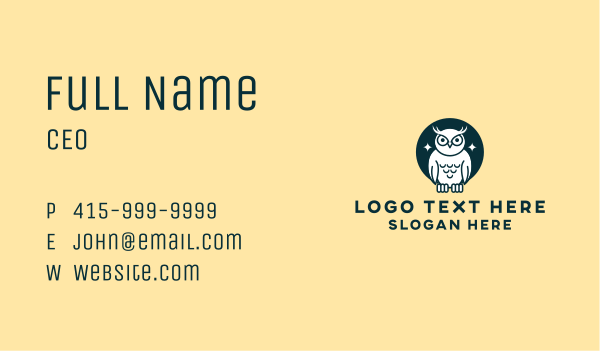 Night Owl Bird Business Card Design Image Preview