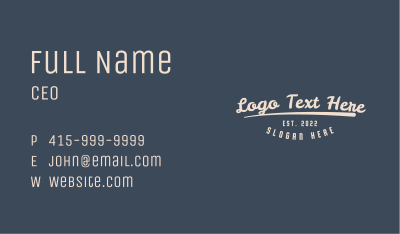 Retro Hipster Cursive Business Card Image Preview