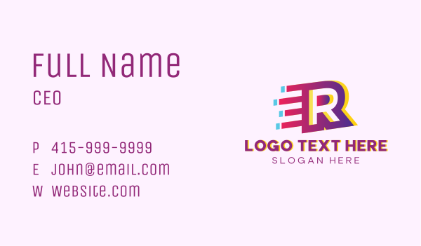 Speedy Letter R Motion  Business Card Design Image Preview