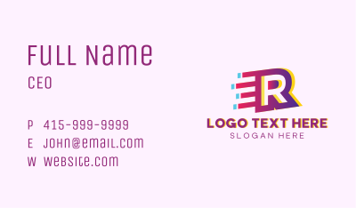 Speedy Letter R Motion  Business Card Image Preview