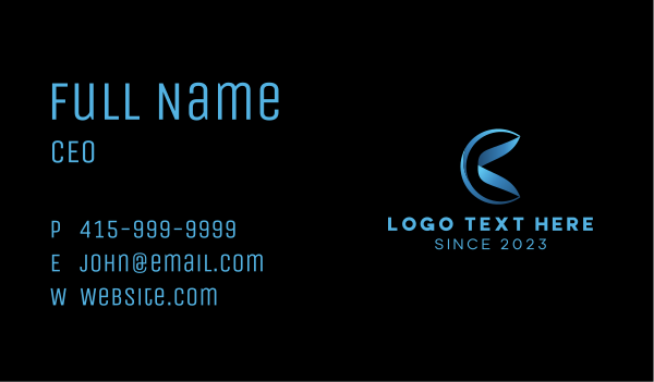 Blue Letter K Gradient  Business Card Design Image Preview